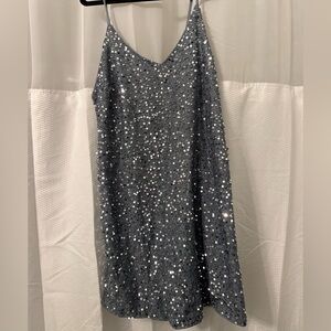 SHEIN Glittering Blue Sequin Mini Dress